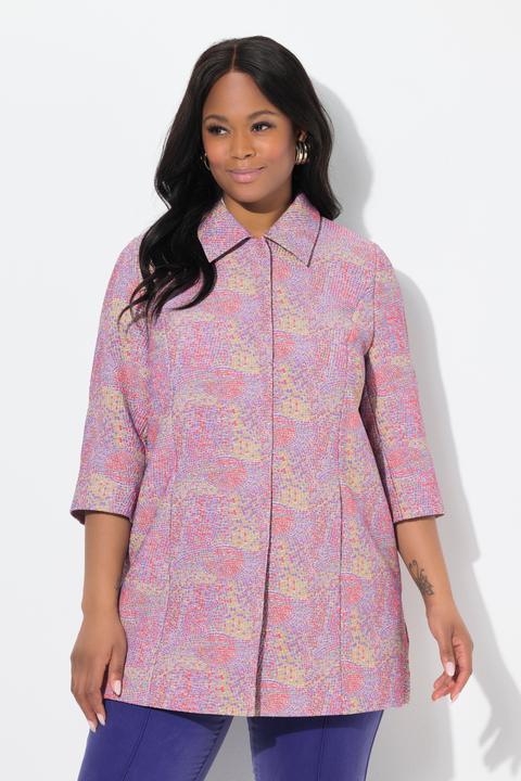 Produktbild Ulla Popken Jacke, Mosaik-Design, Hemdkragen, 3/4-Arm (42)