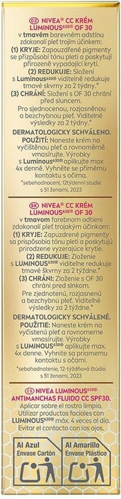 Nutritional values and ingredients NIVEA Luminous Antispot (Darkness)