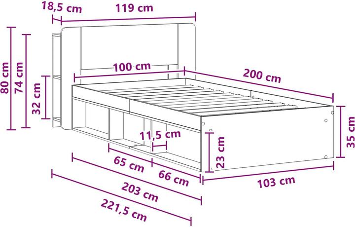 Produktbild vidaXL Bettrahmen (100 x 200 cm)