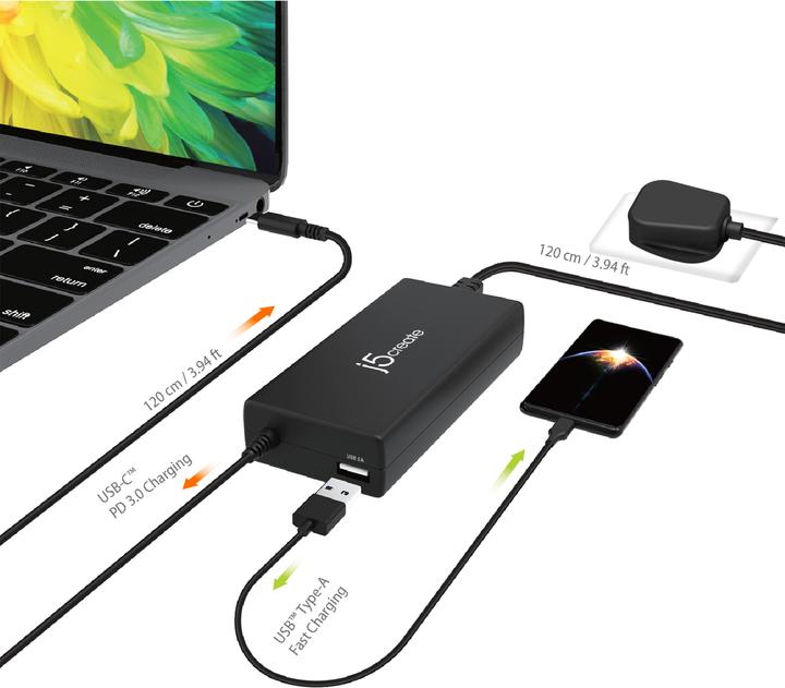 Produktbild j5Create JUP2290C 100W PD USB-C® Super Charger - EU, Universal, Indoor, 100-240 V, 50/60 Hz, 100 W (100 W)