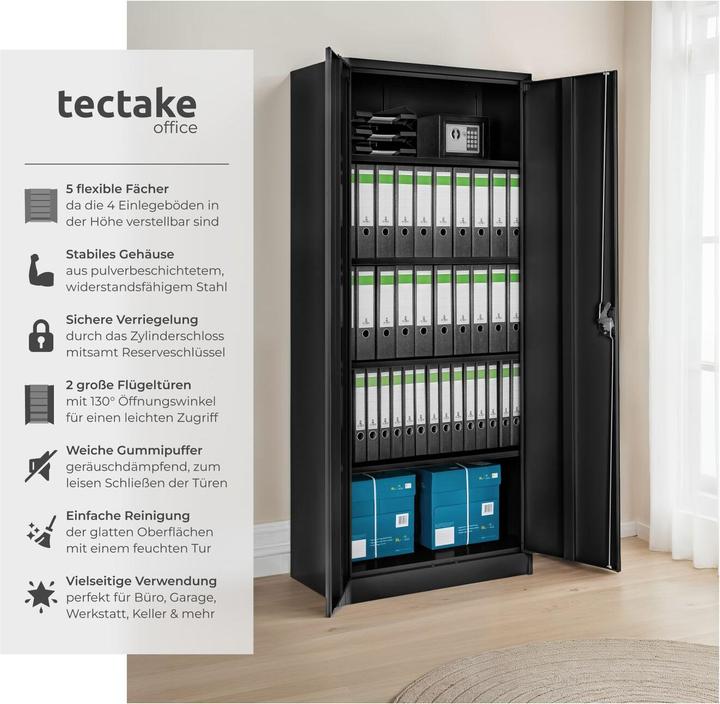 Produktbild tectake Aktenschrank (80 x 40 x 180 cm)