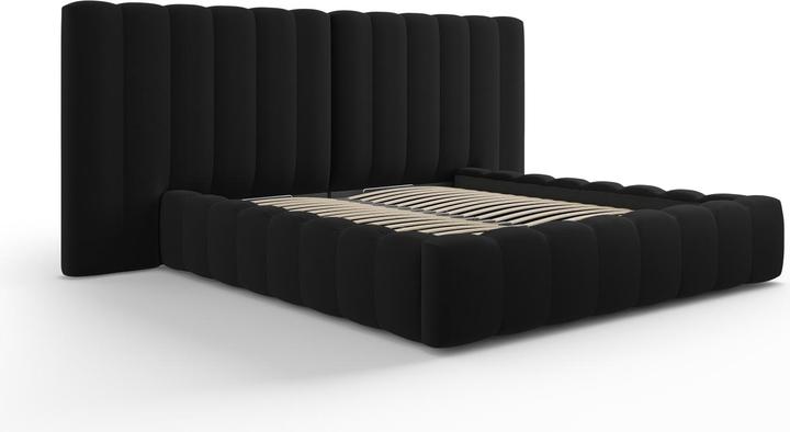 Actual product image Micadoni Velvet Storage Bed With Double Headboard, "Kelp", 230x200x100Made in Europe (140 x 200)
