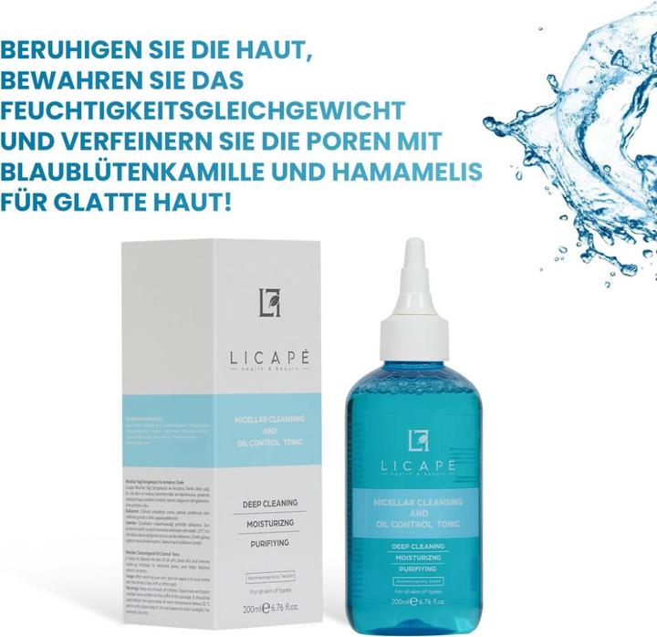 Produktbild Licape | Toner Gesicht | 200 ml | Gesichtswasser für porentiefe Reinigung (Gesichtswasser, 200 ml)