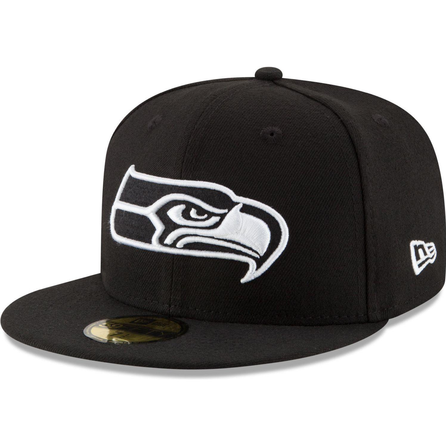 New Era, Herren, Cap, 59Fifty Fitted Cap - BLACK Seattle Seahawks - 7, Schwarz, (7)
