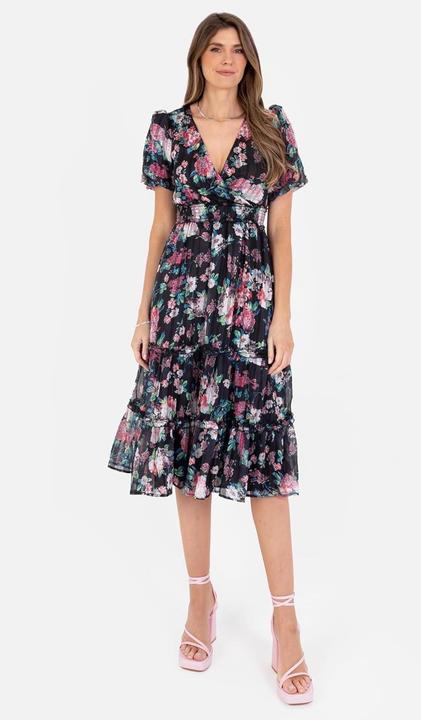Image du produit Lovedrobe Robe midi imprimée florale à col en V (46)