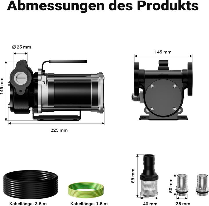 Actual product image Wiltec Transferpumpe 12V 180W Kraftstoffpumpe 57l/min Förderpumpe Diesel/Benzin