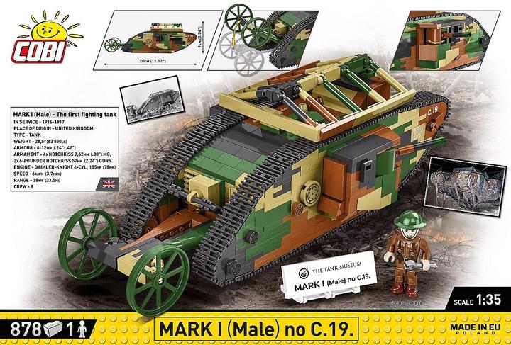 Actual product image Cobi Historical Collection Great War British Tank Brand I Male no C.19