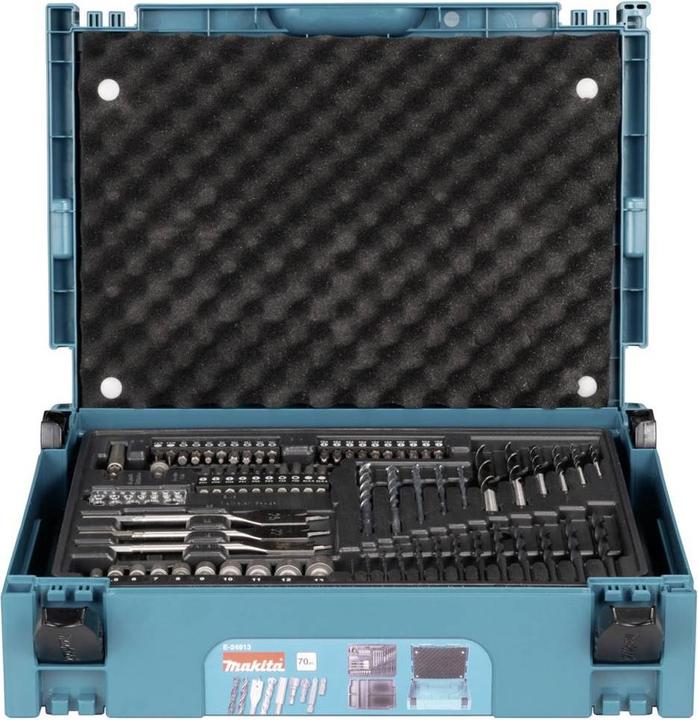 Actual product image Makita Bohrer- und Schraubenbitsatz 70- teilig E-24913 Bit-Set inkl. Bithalter (PH2, SL 6.5, T40, H6, PZ2, PH1, H3, PZ1, T20, 2xPZ3, PZ2 x2, H4, PH3, PZ3, 2XPZ1, SL 5.5, H5, T25, T30, 2x PH2)