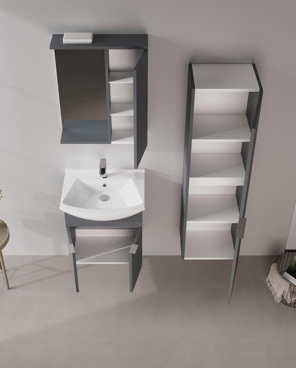 Produktbild Homitis Purus 55 Bathroom Cabinet With Sink & Mirror Set (2 Pieces)