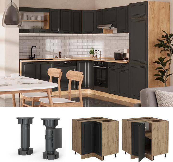 Produktbild Vicco Eckunterschrank R-Line, Anthrazit Landhaus/Goldkraft Eiche, 75.6 cm ohne Arbeitsplatte