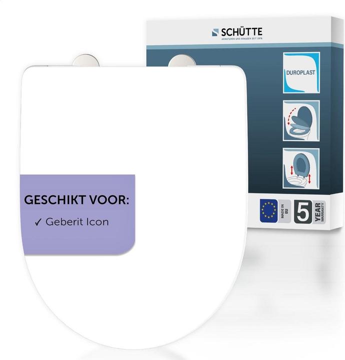 Produktbild Schütte WC Sitz Duroplast WC-Sitz WHITE D-Form PRO 7 Geberit Icon 82814 Weiss
