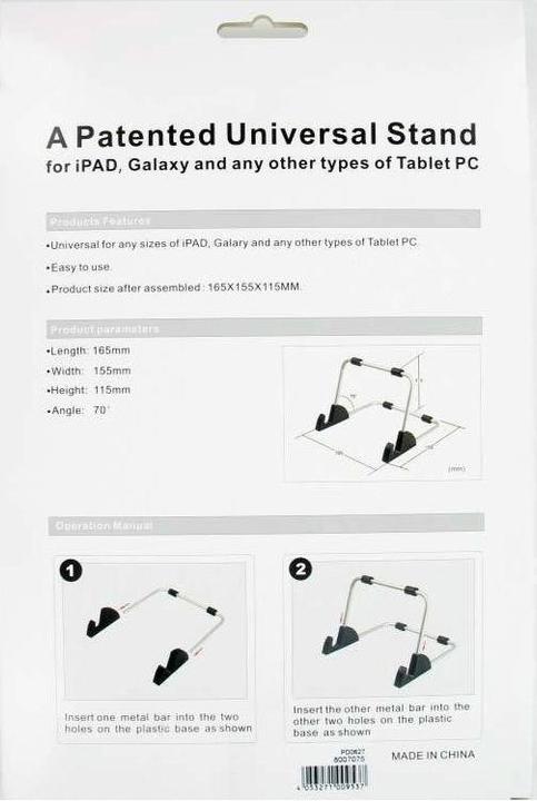 Produktbild AccuCell Universal Desktop Ständer für Tablets, Tablet-PC iPad, Apple iPod 2, Samsung Galaxy Tab