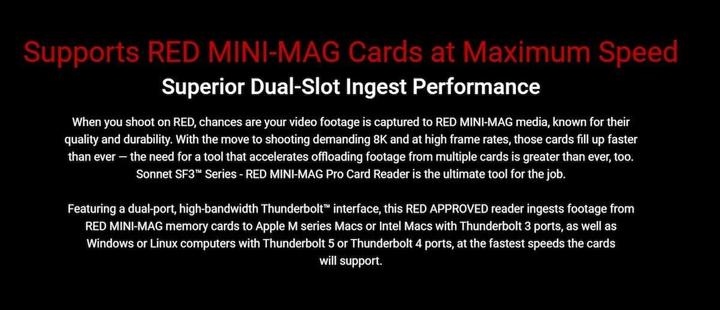 Actual product image Sonnet SF3 Series - Red MINI-MAG Edition - Memory Case (USB 3.1)