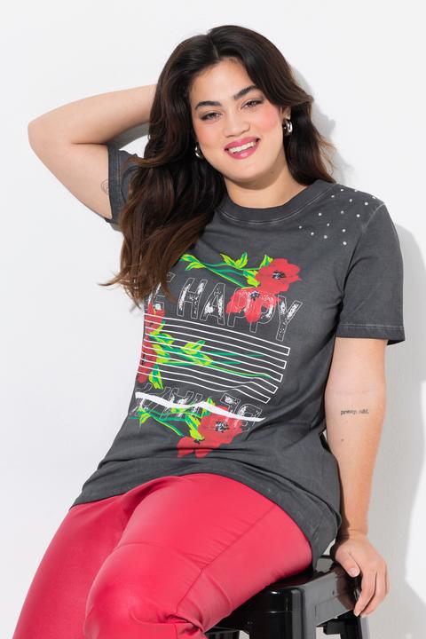 Produktbild Angel of Style T-Shirt, Straight Fit, Blume und Statement (46)