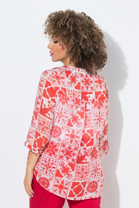 Actual product image Ulla Popken Tile Print 3/4 Sleeve Blouse (42)