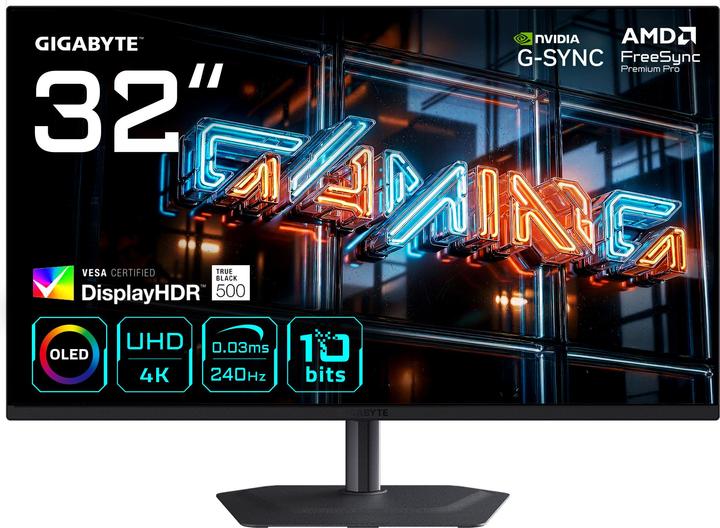 Immagine prodotto Gigabyte MO32U24 31.5inch QDOLED Monitor 3840x2160 UHD 240Hz 300cd/m (3840 x 2160 pixel, 31.50")