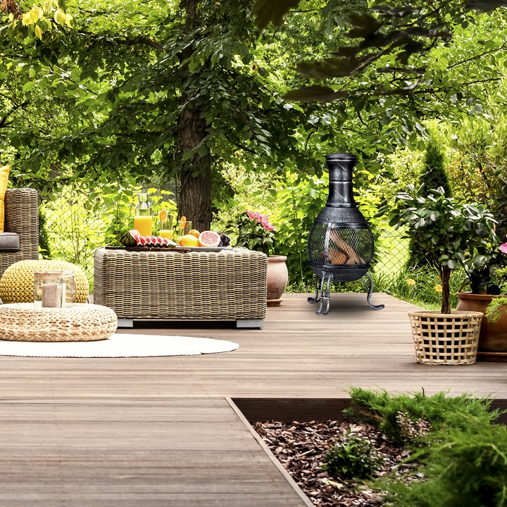 Actual product image Relaxdays Garden Chiminea Grey