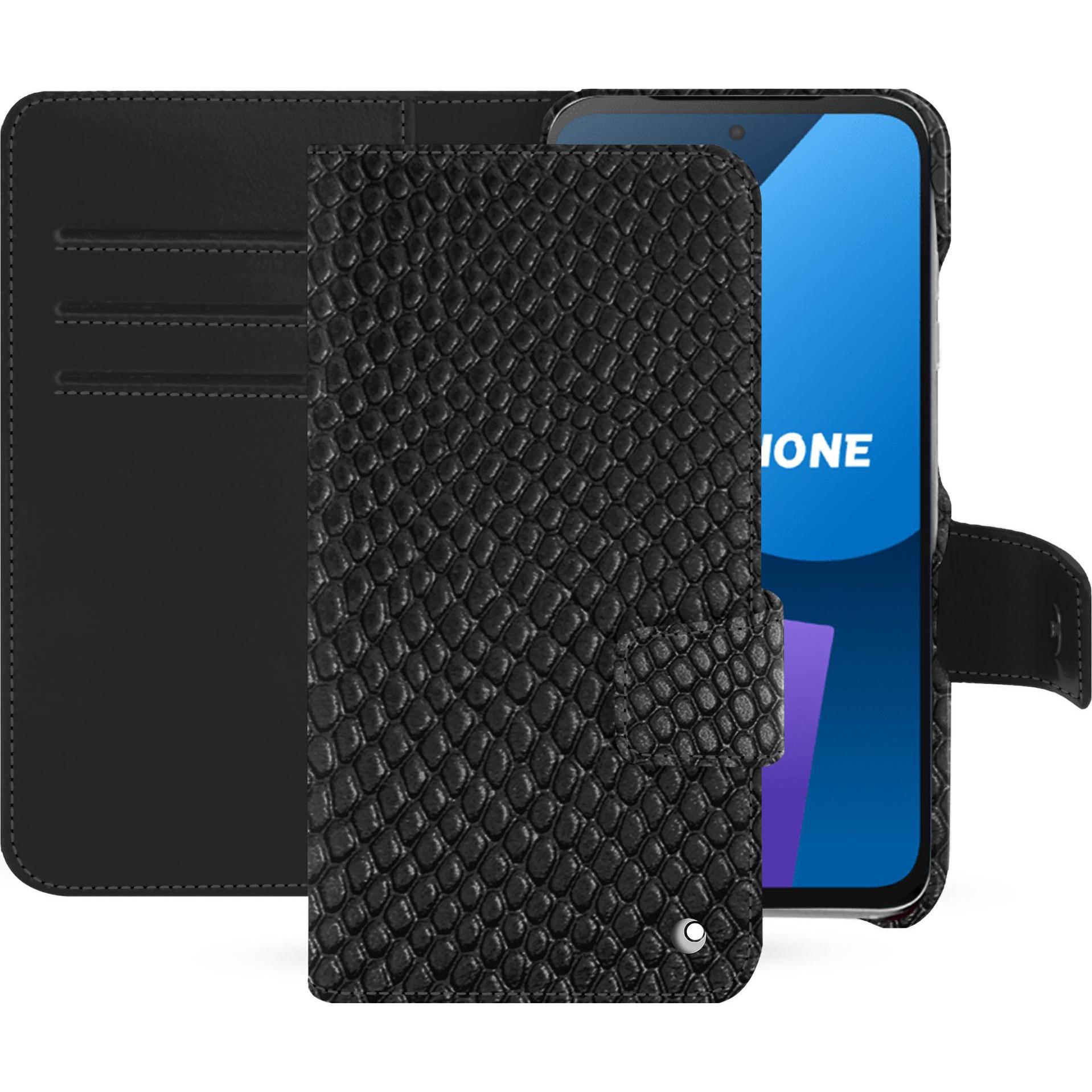 Noreve Lederschutzhülle Fairphone 5 (Fairphone 5), Smartphone Hülle, Schwarz