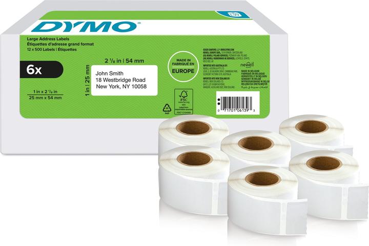 Actual product image Dymo LW return address labels large 500pcs/roll (2.50 cm)