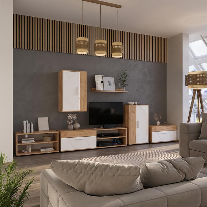 Actual product image Vicco Lowboard & Regal Berno, Goldkraft Eiche/Weiss, mit 1 Klappe