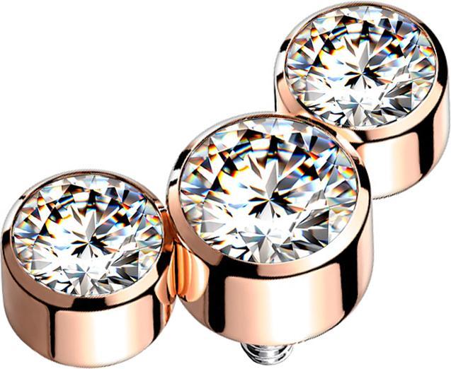 Immagine prodotto Star Piercing Dermal Anchor oro rosa tre cristalli argento (senza ottone, Acciaio chirurgico 316L)