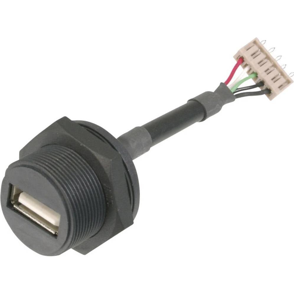 Tru Components USB-Steckverbinder 2.0 - IP67 Buchse, Einbau TC-A-USB-APFS-203 USB A-Buchse auf, Elektronikkabel + Stecke...