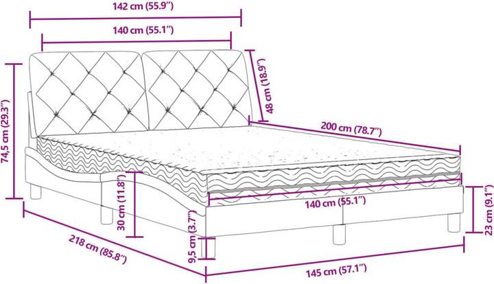 Produktbild vidaXL Bett (140 x 200 cm)