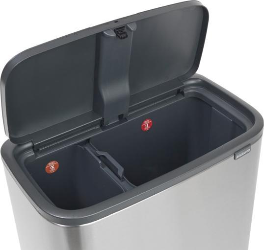 Produktbild Brabantia Mülleimer zur Trennung mit Knopf, silber (31 62 27) (34 l)