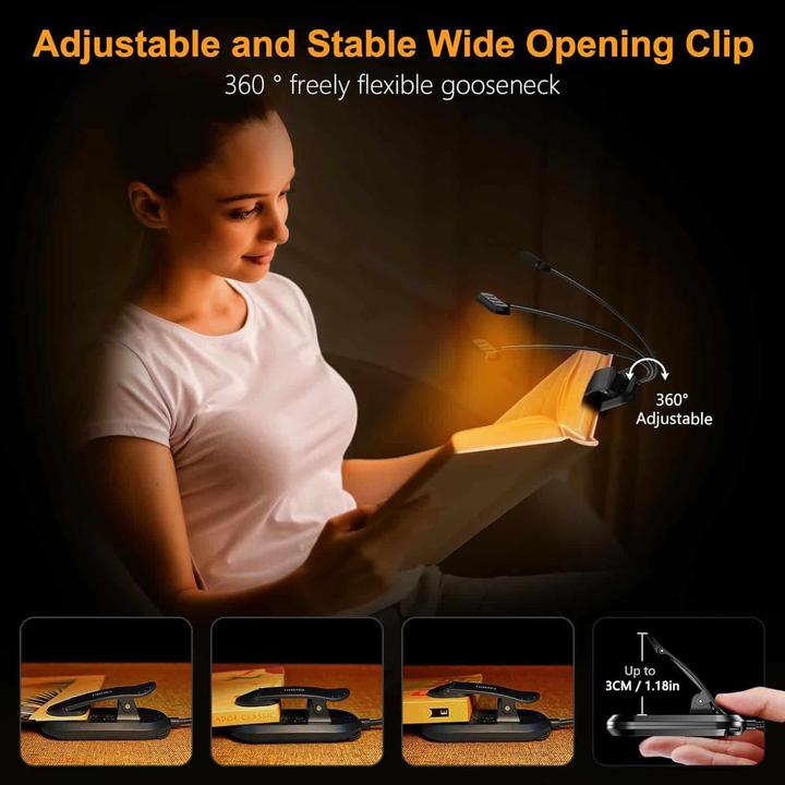 Actual product image Gritin LED reading lamp book clamp