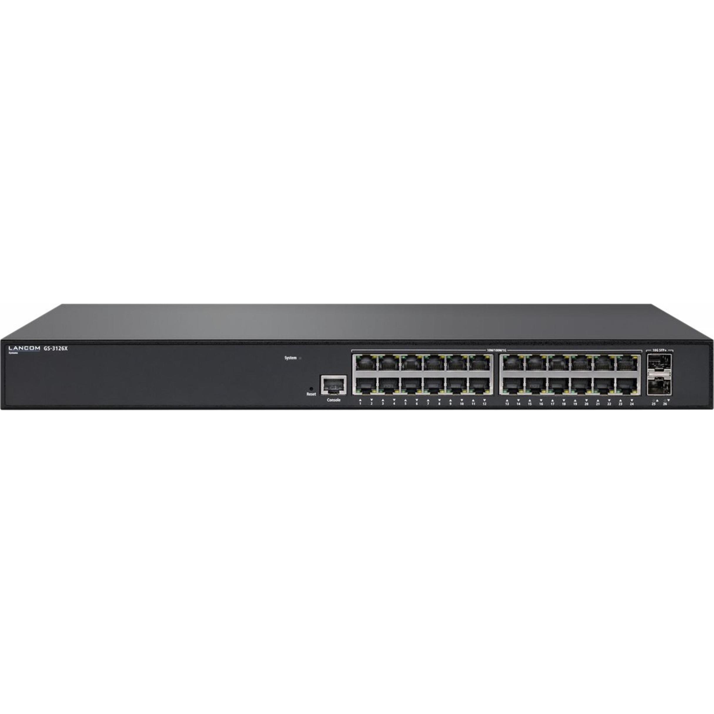Lancom Systems GS-3126X L3-Lite Switch (24 Ports), Netzwerk Switch, Schwarz