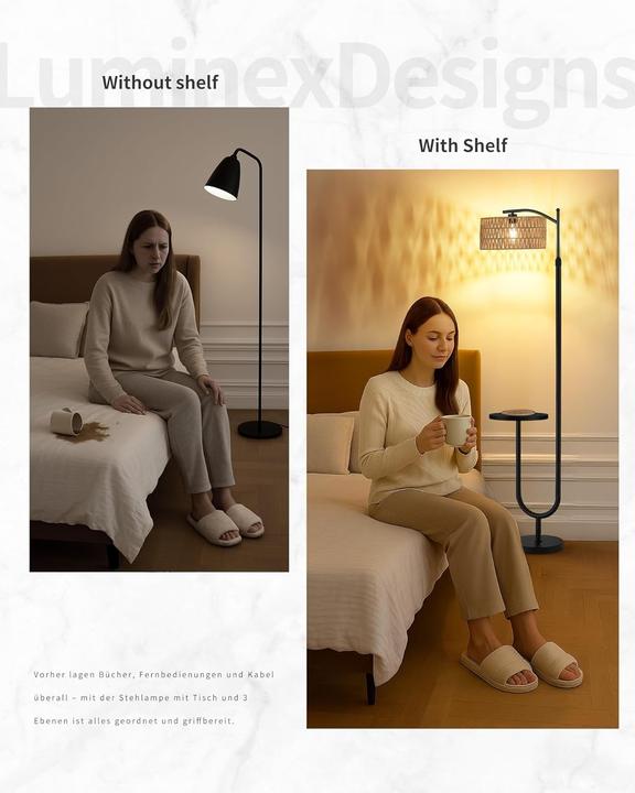 Produktbild Lampada da Terra con Tavolino Laterale e Porte USB (E27)