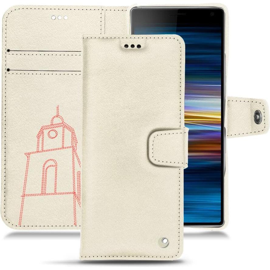 Noreve Lederschutzhülle Wallet (Sony Xperia 10), Smartphone Hülle, Weiss