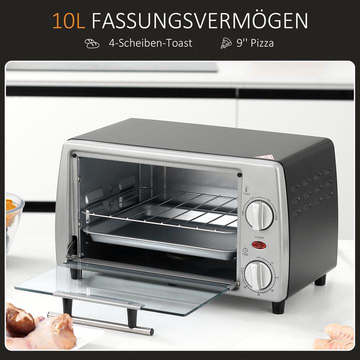 Actual product image Homcom Minibackofen Metall, Gehärtetes Glas Silber