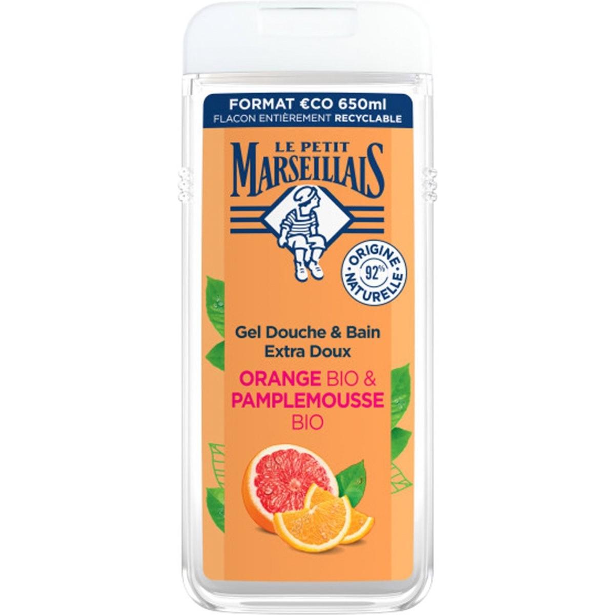 Le Petit Marseillais, Gel doccia, E Bagno Pompelmo Biologico e Arancia Biologica 650ml (650 ml)
