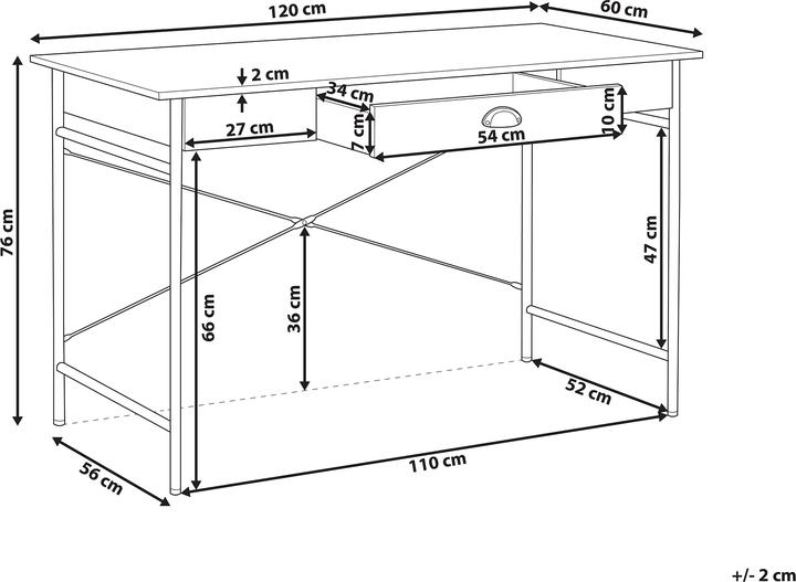 Produktbild Beliani Schreibtisch dunkler Holzfarbton 120 x 60 cm CASCO (120 x 60 x 76 cm)