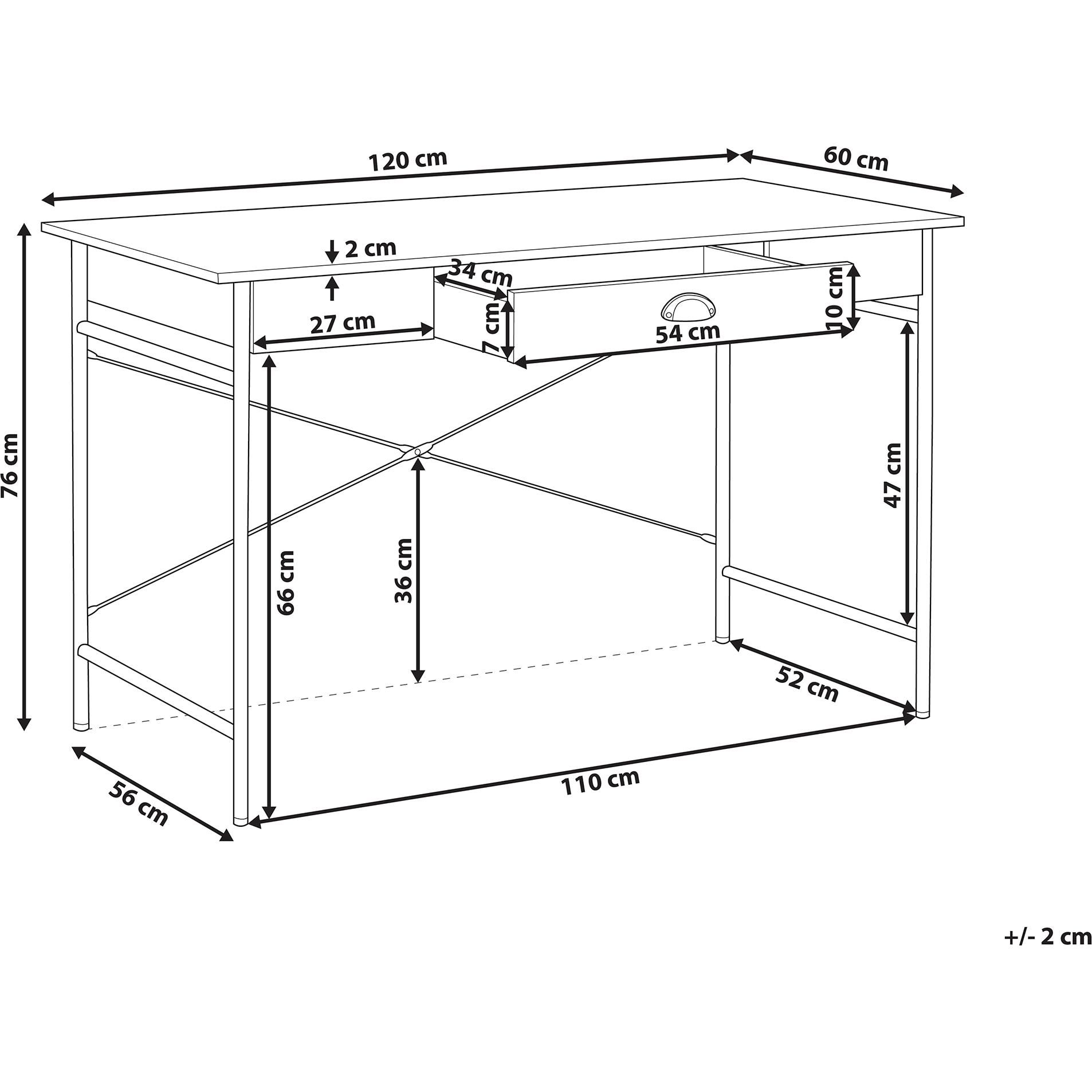 Thumbnail - Beliani, Schreibtisch, Schreibtisch dunkler Holzfarbton 120 x 60 cm CASCO (120 x 60 x 76 cm)