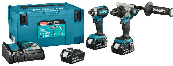 Makita DLX2550TJ LXT 18V Combiset 2 Maschinen 3x 5.0 Ah Akku und Ladegerät in Mbox