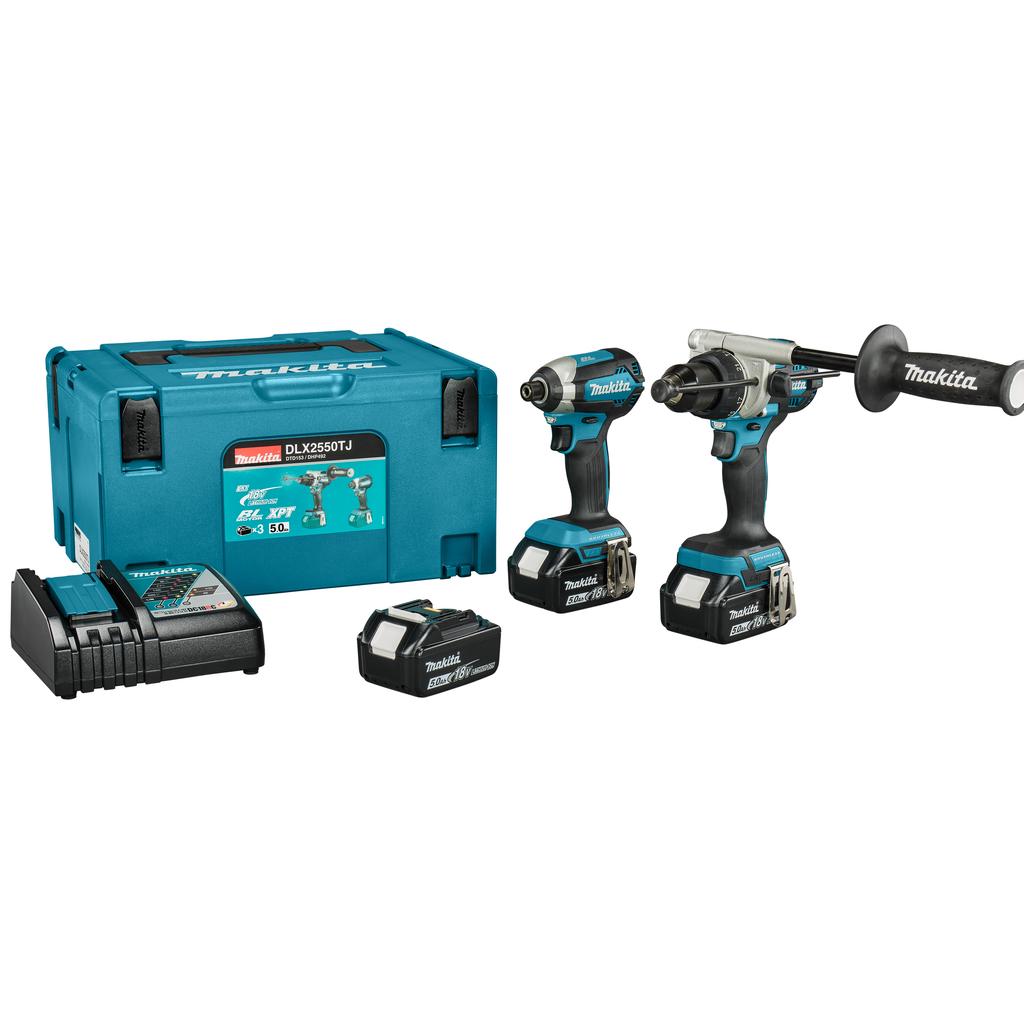 Makita, Set di utensili elettrici, DLX2550TJ LXT 18V Combiset 2 Maschinen 3x 5.0 Ah Akku und Ladegerät in Mbox