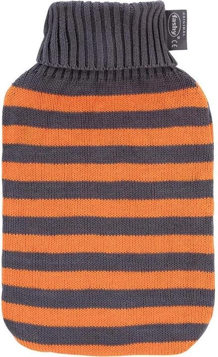 Fashy Wärmflasche Rollkragen-Strickbezug orange gestreift Thermoplastik (2 l)