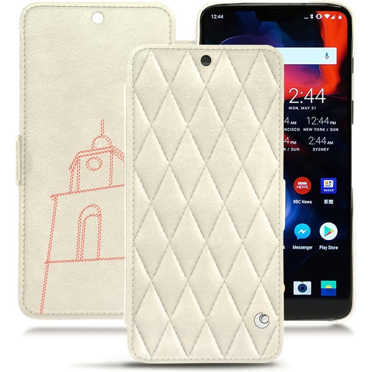 Noreve Lederschutzhülle horizontal (OnePlus 6), Smartphone Hülle, Weiss