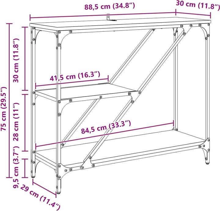 Image du produit vidaXL Konsolentisch (88.50 x 30 x 75 cm)