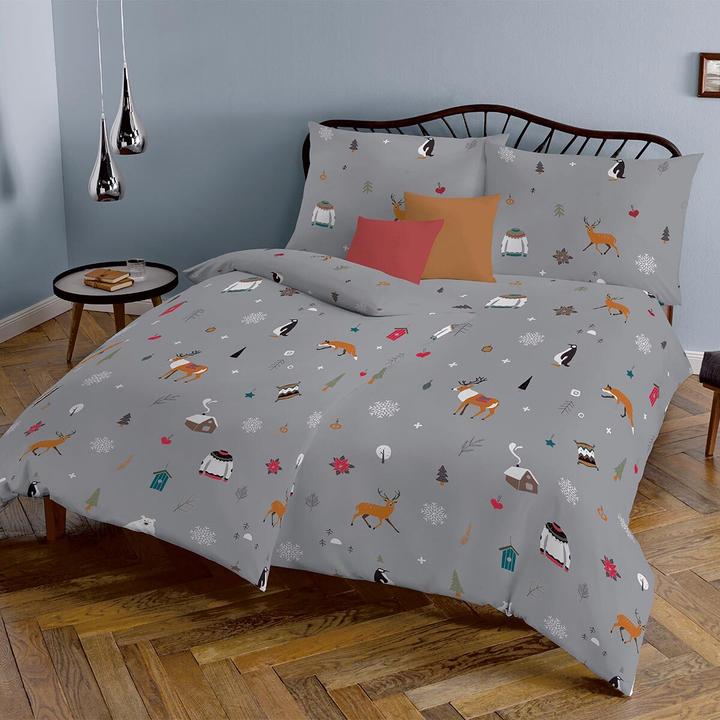 Produktbild Fleuresse Mako-Satin Bettwäsche Milano Winteridylle grau (Bettwäsche Set, 155x220 cm + 80x80 cm)