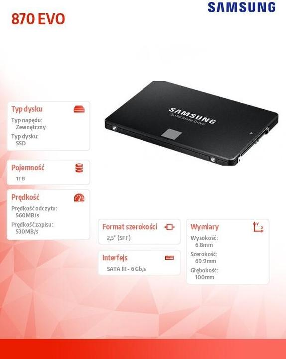 Actual product image Samsung 870 EVO (1000 GB, 2.5")