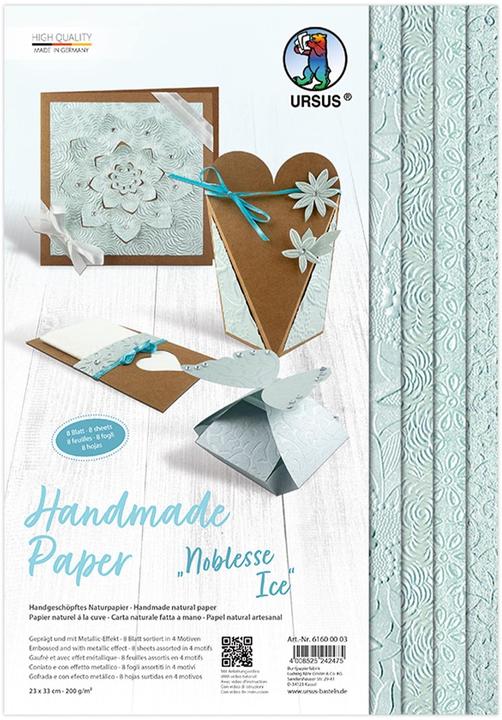 Produktbild Ursus Bastelpapier Noblesse 8 Stück, Ice (200 g/m², 8x)