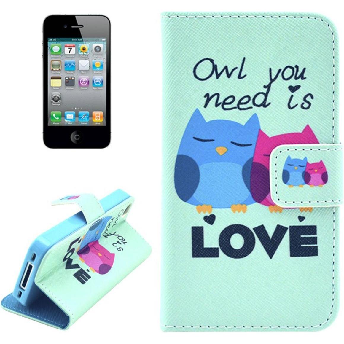 König Design Handyhülle Tasche für Handy Apple iPhone 4 / 4s Eulen Paar Love (LG G4s, Apple iPhone 4), Smartphone Hülle