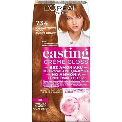 L'Oréal Paris, Tinta, L'OREAL Casting Creme Gloss farba do włosów 734 Bursztynowy Miód (734 Ambra Miele)