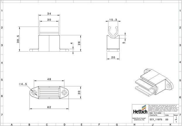 Produktbild Hettich Klemmhalter (1 Stk.)