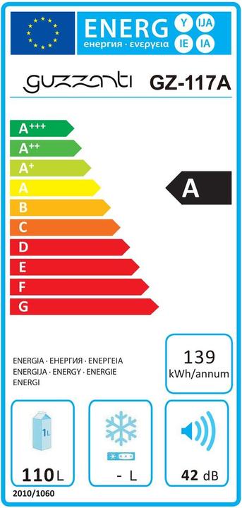 Energy Label Guzzanti GZ 117A (Stand-alone, 110 l)