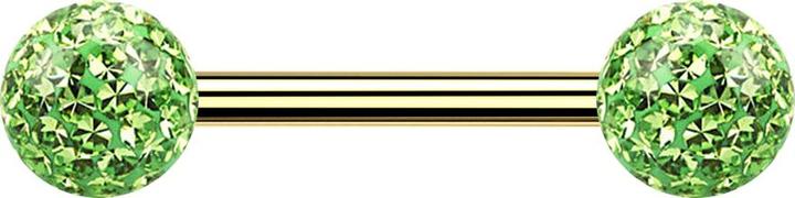 Image du produit Star Piercing Barbell plaqué or avec deux boules de cristal vert clair couche protectrice d'époxy (sans laiton, Titane)