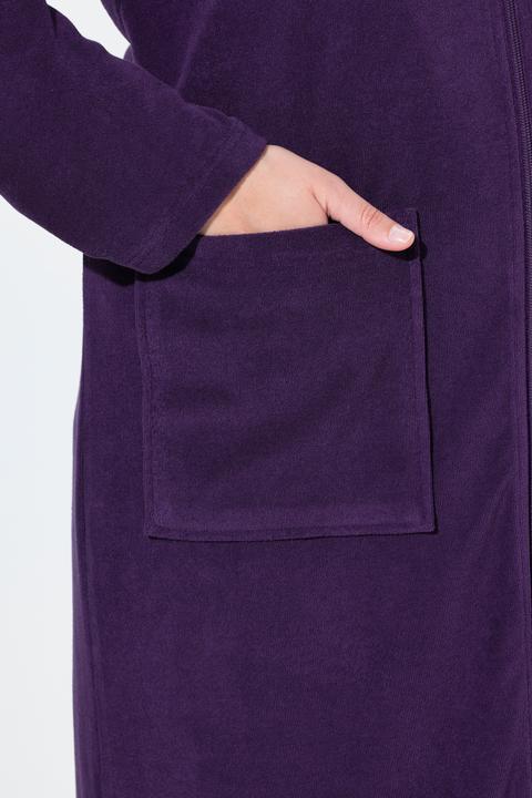 Image du produit Ulla Popken Peignoir en tissu éponge, doux et confortable - fermeture à glissière à double sens (74)